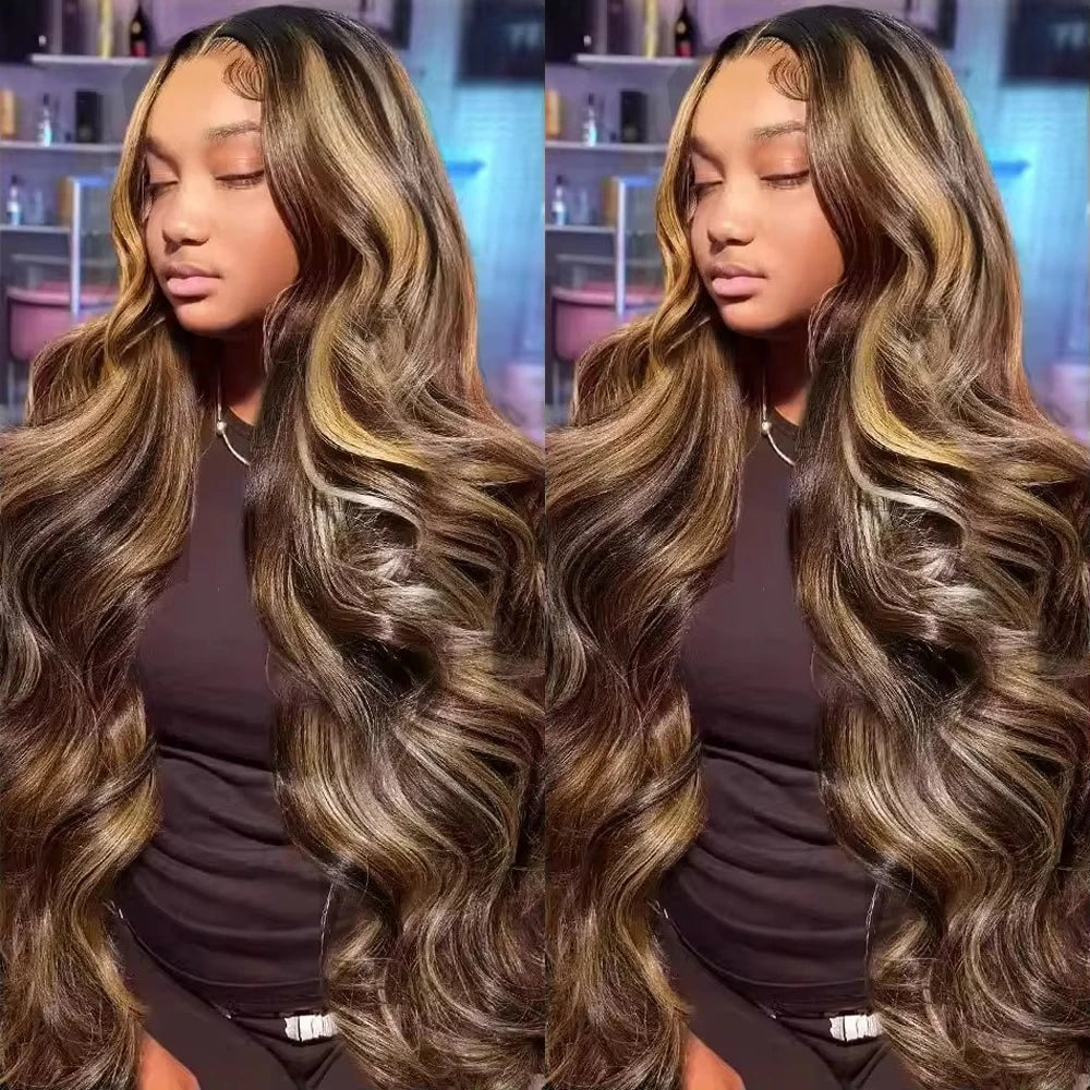 Highlight Body Wave Human Hair Lace Front Wig 13x6 HD Lace Frontal Wig Hair For Women P427 200 Density HD Lace Front Wig 38 Inch