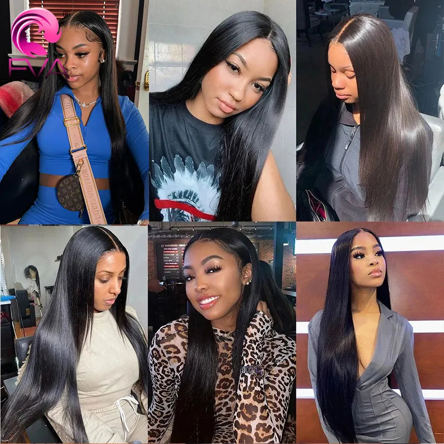 Eva 13x6 HD Lace Full Frontal Wig Silky Straight 180% Pre Plucked HD Lace Wig Invisible HD Lace Melt Skins Glueless Closure Wig
