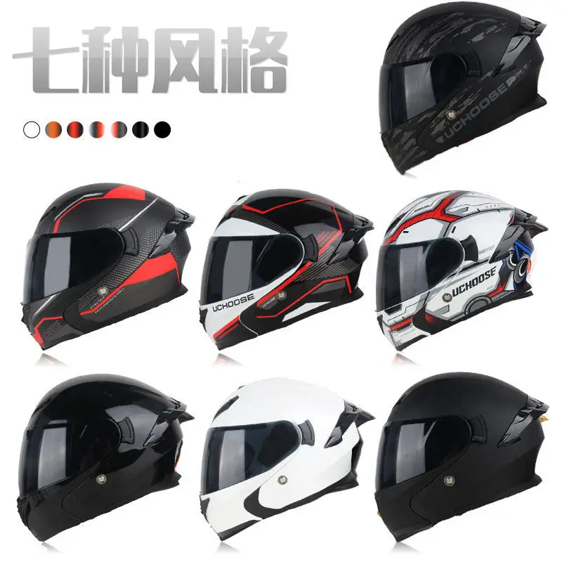 Motorcycle Helmet Dual Lens Cross-section Helmet Outdoor Cycling Flip Up Helmet Capacete Casco Moto with Bluetooth Headphones