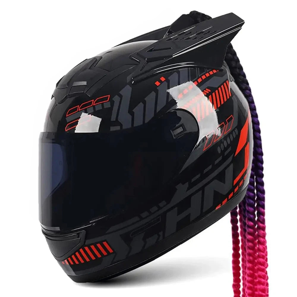 Matte Black Dreadlocks Full Face Biker Helmet Wear-Resistant Motorcycle Equipment Anti-Fall Motocross Kask Breathable Protection