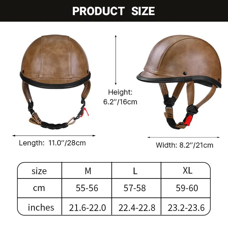 Newest Vintage Grey Motorcycle Helmet Motorcycle Ladle helmet Cruise Vintage Half Helmet German Leather Helmet Pedal Safety DOT