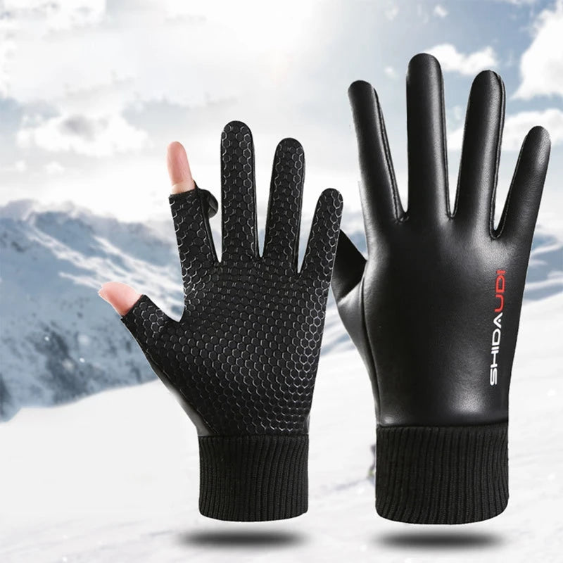 Motorcycle Fleece Lining Thermal Gloves Touch Screen Waterproof Full-finger Cover Motorbike Cycling Riding Snow Ski Warm Mittens