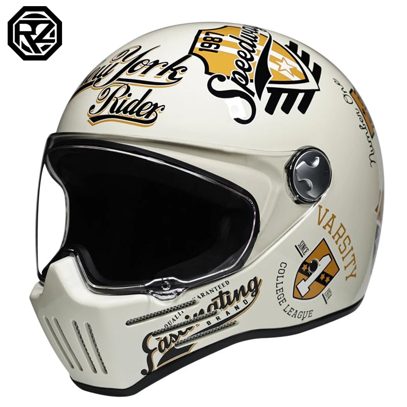 Retro motorcycle helmet ABS Light cruiser full coverage helmet for men and women DOT approved