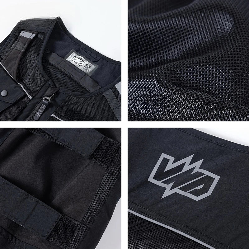 Reflective Safety Vest Motorcycle Riding High Visibility Breathable Wear-resistant Night Reflective Vest Motorbike Travel Gear