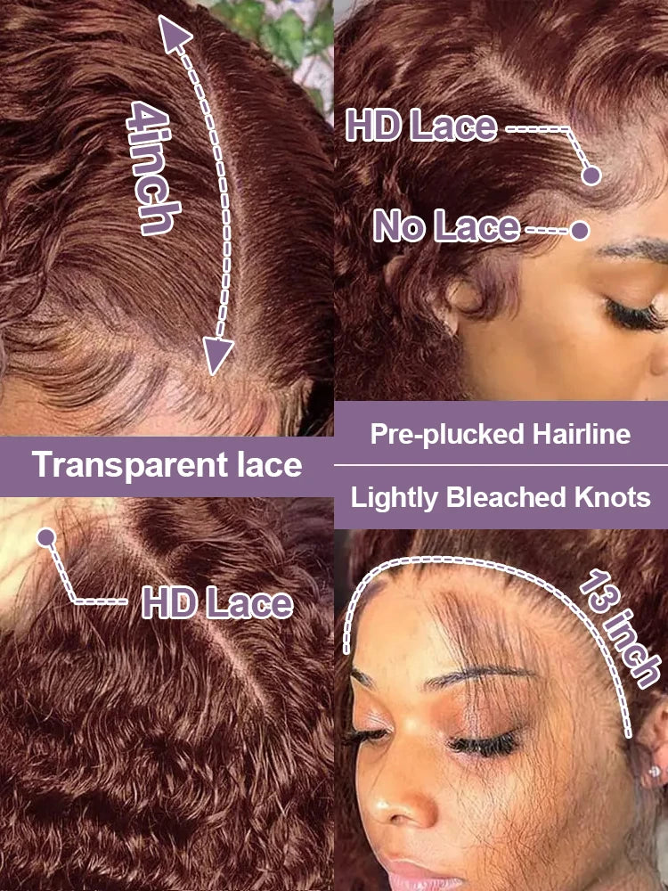 Chocolate Brown Jerry Curly Lace Front Wig 7x5 Gluleless Colored Human Hair Wigs Pre Plucked Deep Wave 13x6 HD Lace Frontal Wig