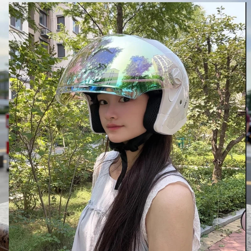 2025 Latest High Quality Motorcycle Helmet Half Covering Dual Lens Cascos para Motos Male Female Couple Capacetes de Moto