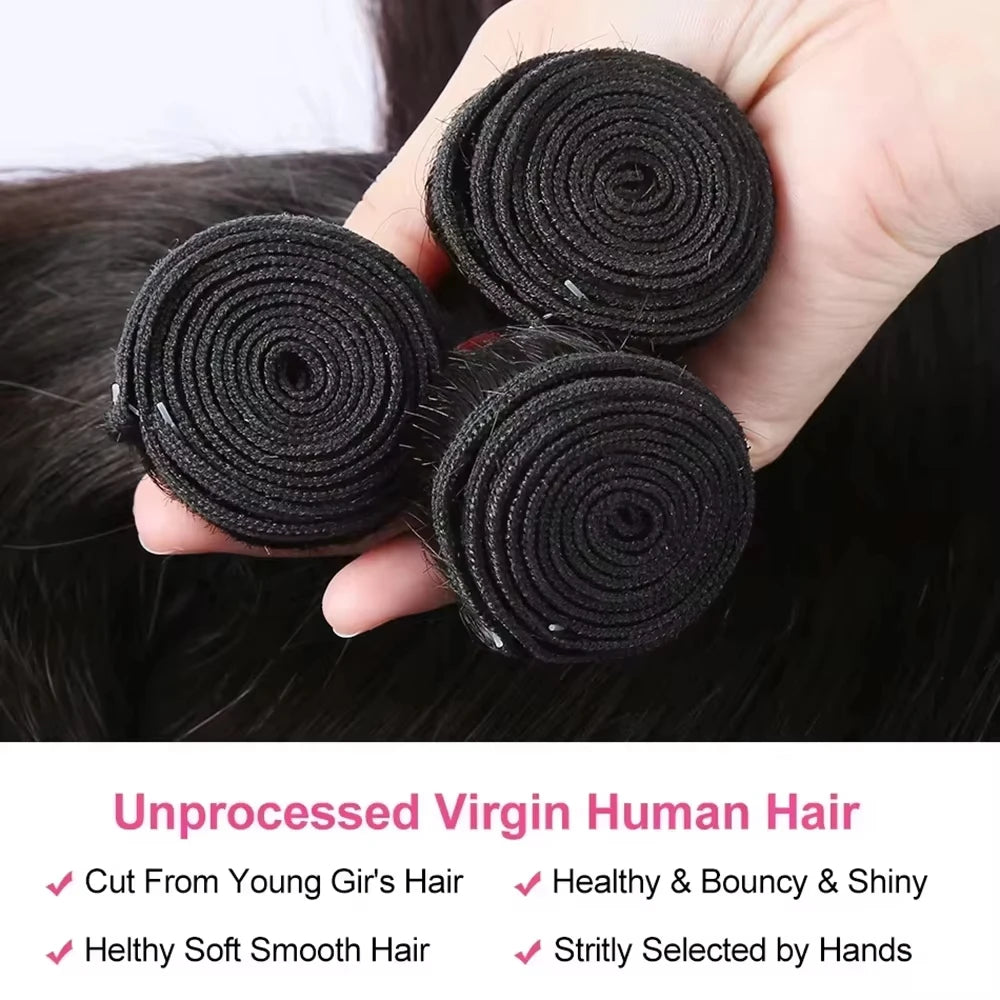 30 40 Inch Bone Straight Human Hair Weave Bundles 16A Brazilian Natural Color 1 3 4 Pcs Real Raw Human Hair Bundles Extensions