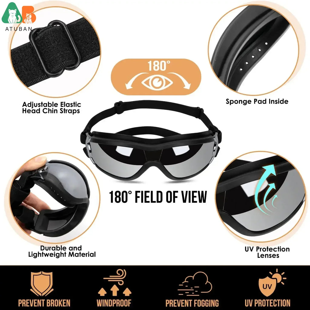 ATUBAN Dog Helmet and Goggles-UV Protection Doggy Sunglasses Dog Glasses Pet Hat Motorcycle Helmets Protection for Puppy Riding