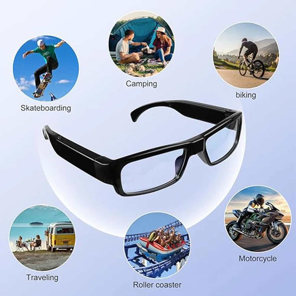 Wearable 1080P HD Glasses Portable Outdoor Sports Eye Glasses for Cycling Hiking Climbing and Traveling Motorcycle Riding﻿