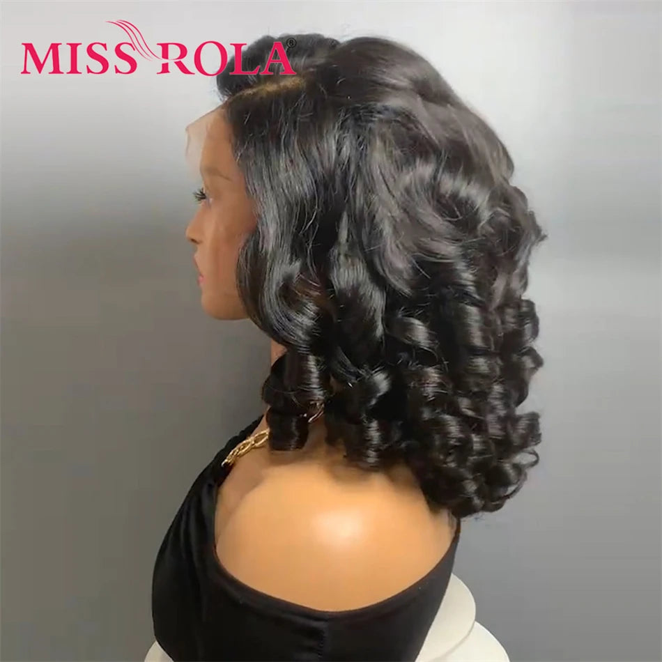 Miss Rola 12A Remy 5X5＆13X4 Bouncy Curly Pixie Cut Lace Front Human Hair Wigs Transparent Lace Brazilian Hair Wig 99J Highlight