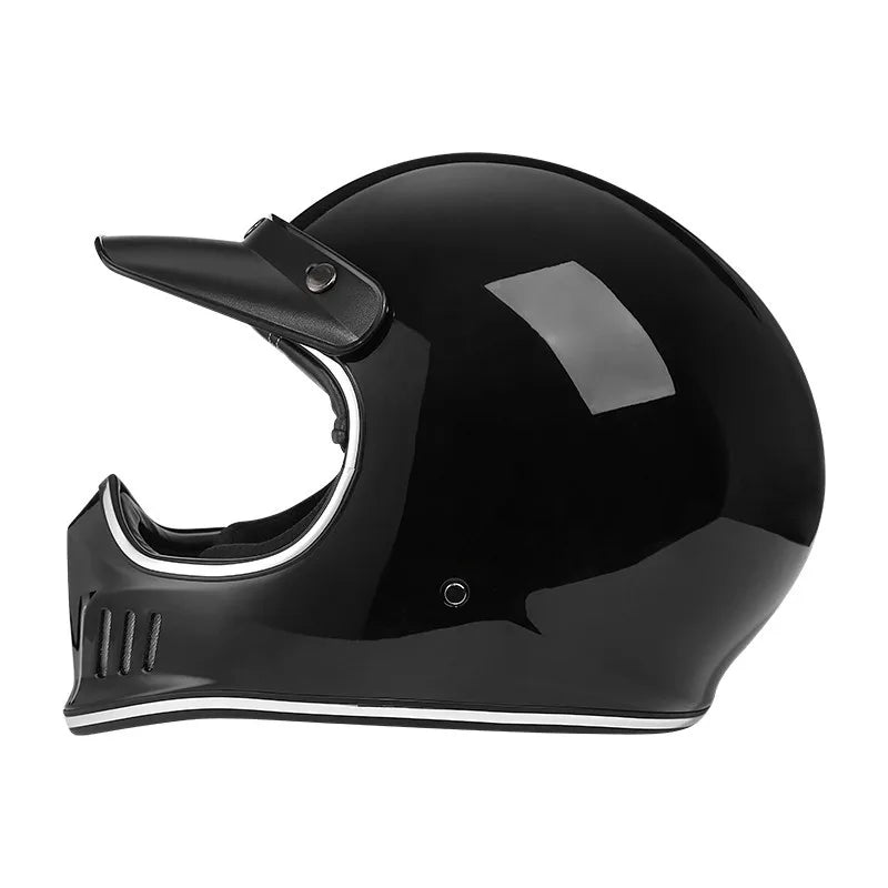 Vintage Full Face Motorcycle Motocross Helmet ABS Shell Lightweight Casque High Quality Casco Moto Four Seasons Cruise