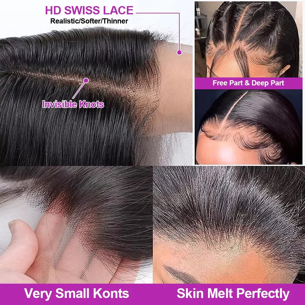 13x4 Straight Lace Frontal Bob Wig Pre Plucked 4x4 Human Hair Wigs Brazilian Remy Bone Straight Short Bob Wig For Women 14 Inch