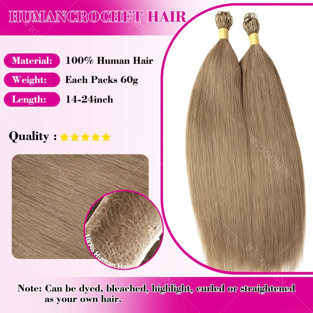 Highlight #27 Bone Straight Crochet Human Hair For Bohemian Braid Honey Blonde Miracle Knots Brazilia Feather Crochet Human Hair