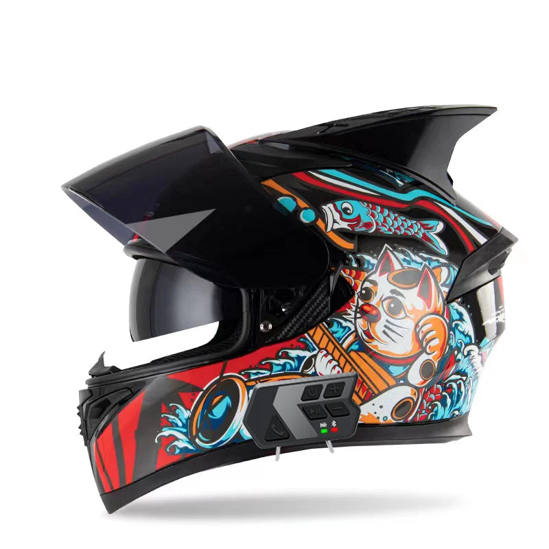 JieKai motorcycle helmet motocross full helmet with Bluetooth earphones for men women all season casco moto cascos para moto