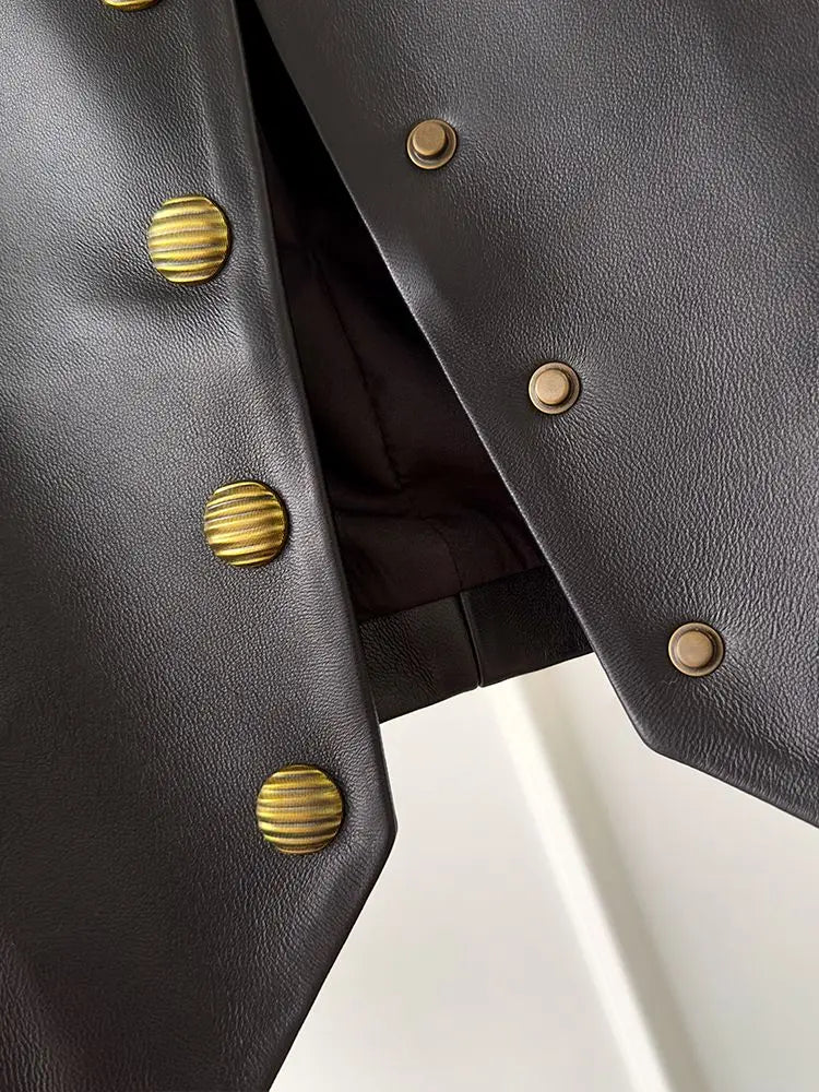 2026 New Spring Autumn Faux Leather Vests Woman Single Button Motorcycle Biker Pu Jackets Female All Match PU Waistcoat Outwear