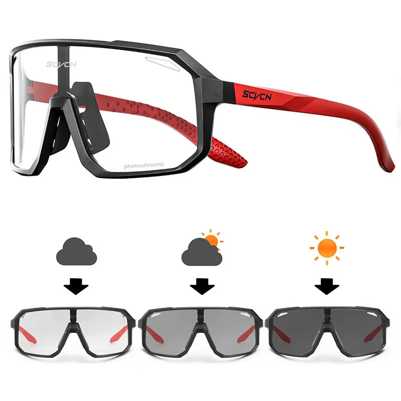 SCVCN New Photochromic Cycling Glasses Motorcycle Bike Riding Outdoor Sport Cycling Sunglasses Men Women Hiking UV400 Goggles