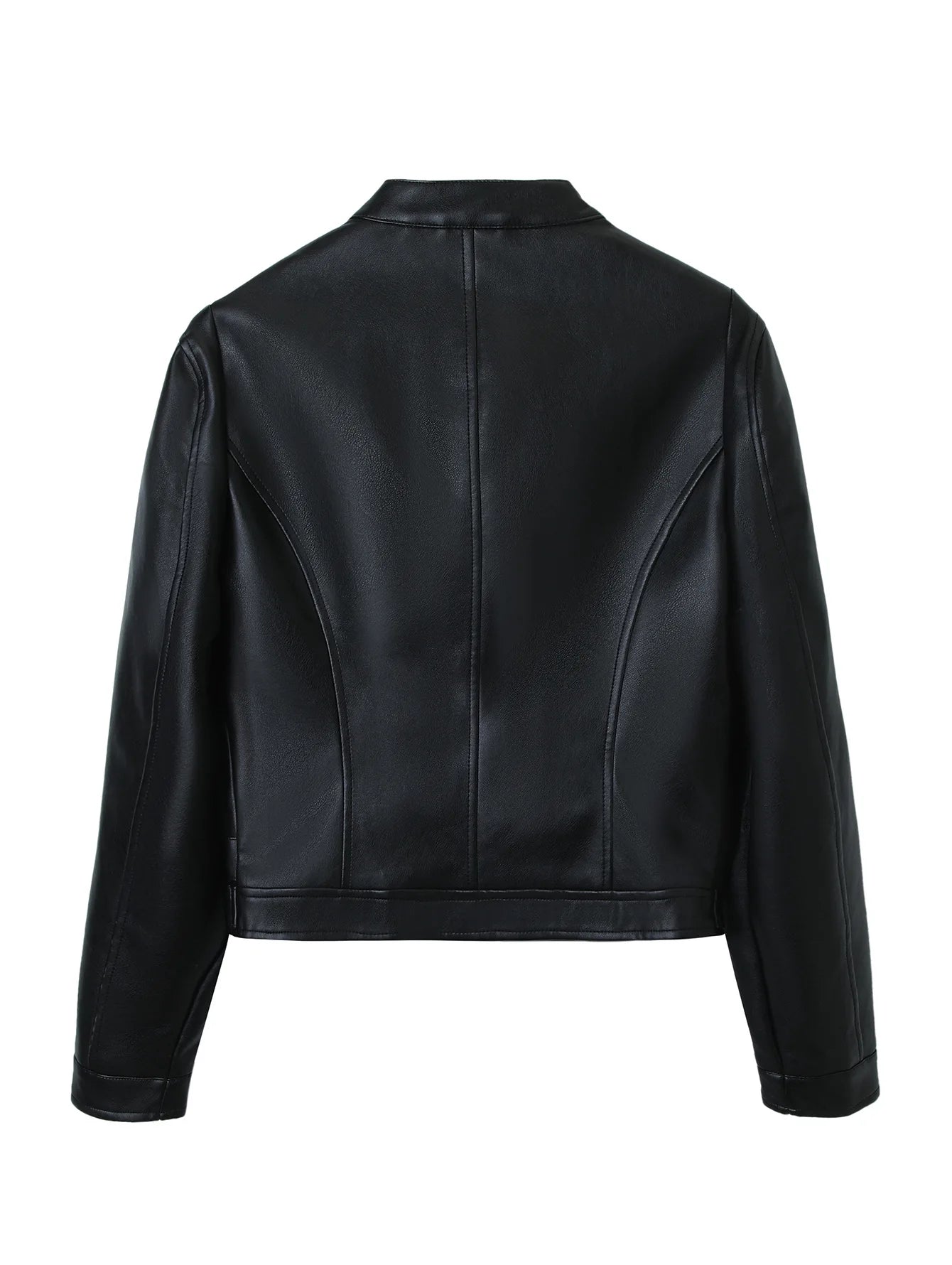 PU leather jacket, high-end women's coat, fashionable street motorcycle leather jacket, zipper women's clothing