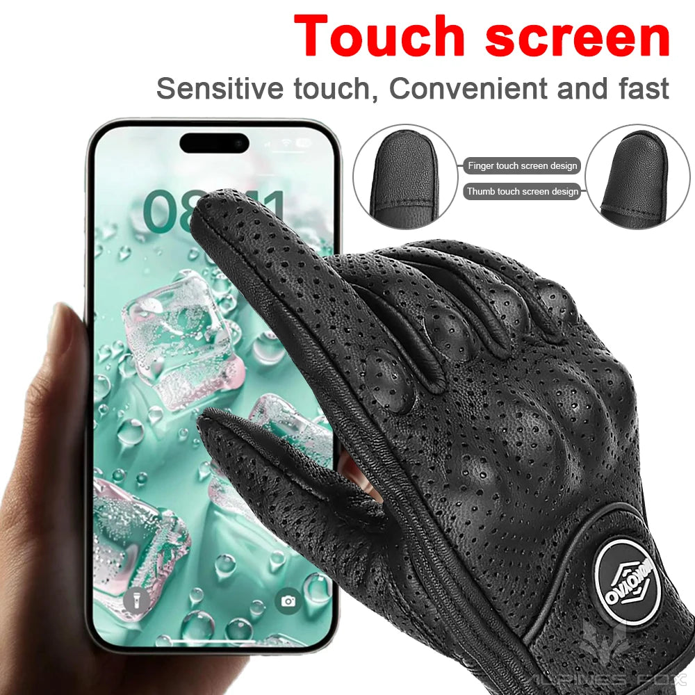 Goat Leather Motorcycle Gloves Men Women Retro Spring Summer Motorbike Waterproof Motocross Racing Street Riding Gloves