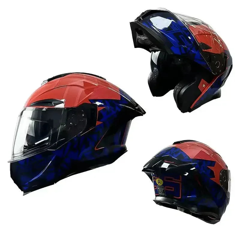 Flip up Motorcycle Helmet With Bluetooth Dual lens off-road Racing helmet Cascos para moto Motorbike Helmet DOT Approved For BMW