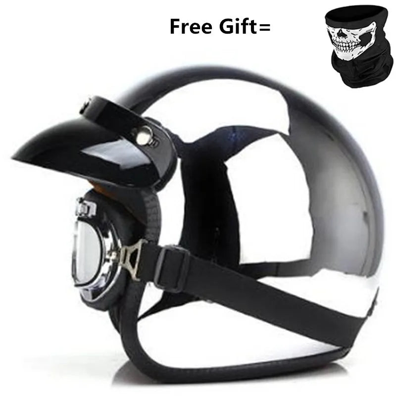 Mirror Silver Chrome Motorcycle  Open Face Men Women Casco Vintage Scooter Jet Retro Helmets Pare Moto  Para CE DOT