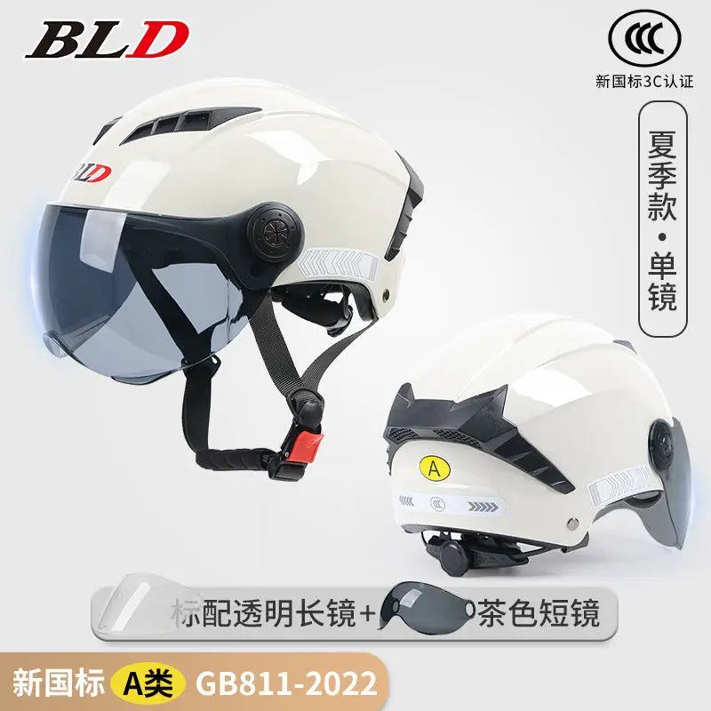 BLD Electric Vehicle Helmet Women's Summer Sunscreen Motorcycle Half Helmet Men's Four Seasons Safety Helmet casco moto