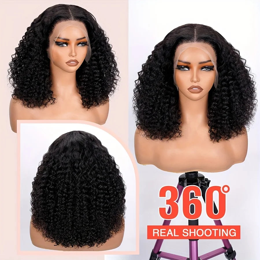 Deep Wave BOB Wig Human Hair 13x4 HD Curly Lace Front Wigs Human Hair Pre Plucked Wear And Go Glueless Short Curly Frontal BOB