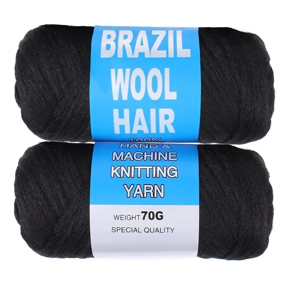 2/3/5/12pc Brazilian Wool Hair Synthetic Crochet Hair Extensions for Women African Hair Yarn for Natural Black, Jumbo Braids ﻿