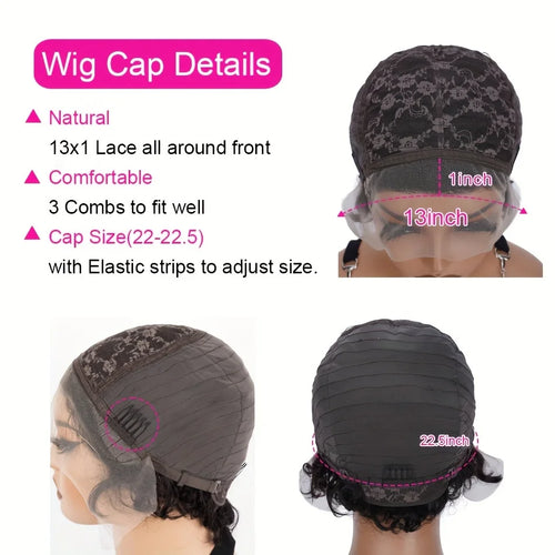 6 Inch Lace Front Pixie Cut Wig With Short Curly Human Hair Brazilian Pixie Cut Wig Human Hair Wig 13X1 Lace Front Wig