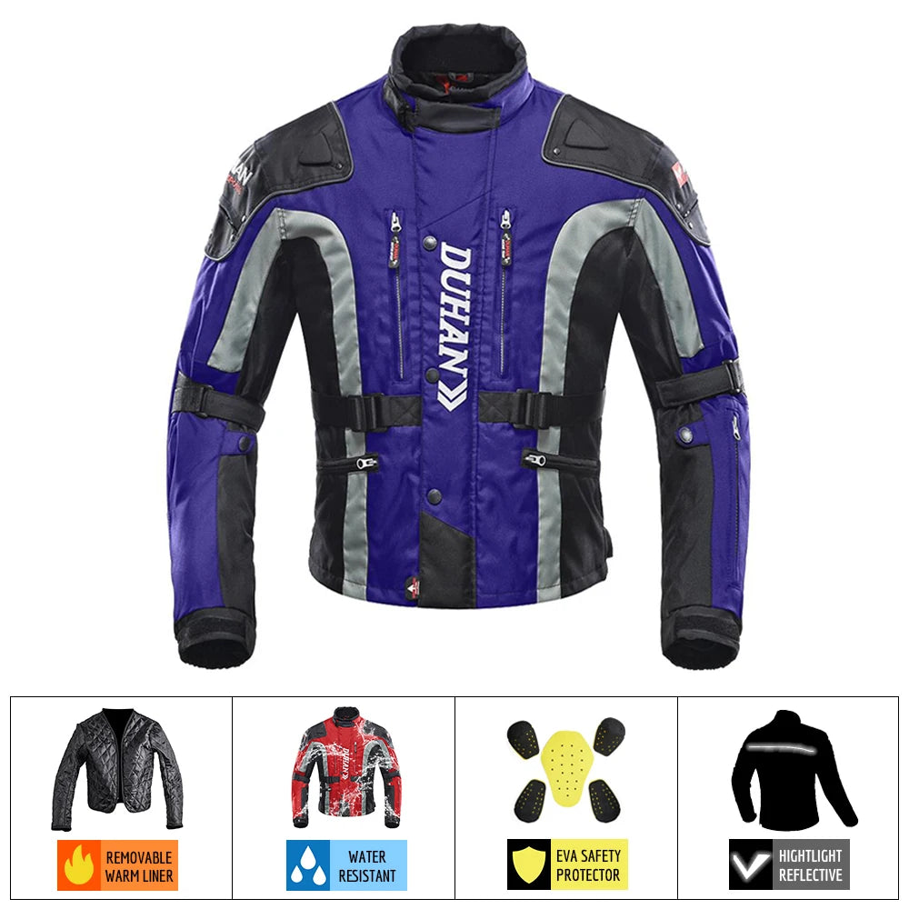 DUHAN Windproof Motocross Jacket Motorcycle Pants Men Motorcycle Jacket Wear-resistant Body Armor Moto Clothing  for Winter