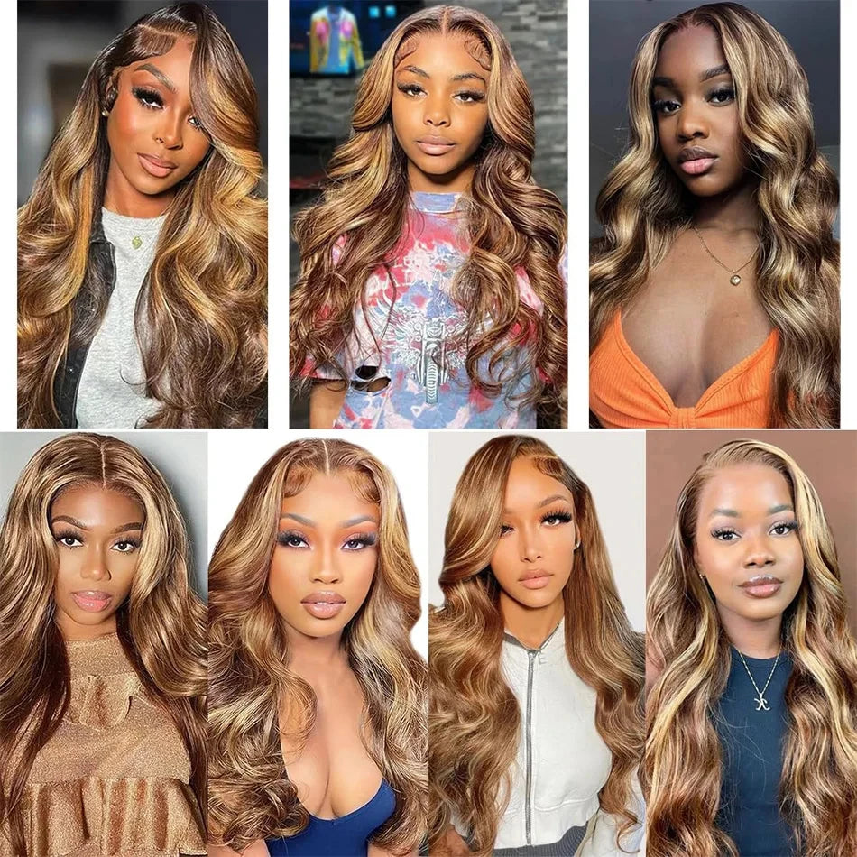 Havren Body Wave Lace Front Wig 13x6 Closure Wig 5x5 Hd Lace Highlight Wig Human Hair P4/27 1b/30 Highlight Wig Brazilian Hair