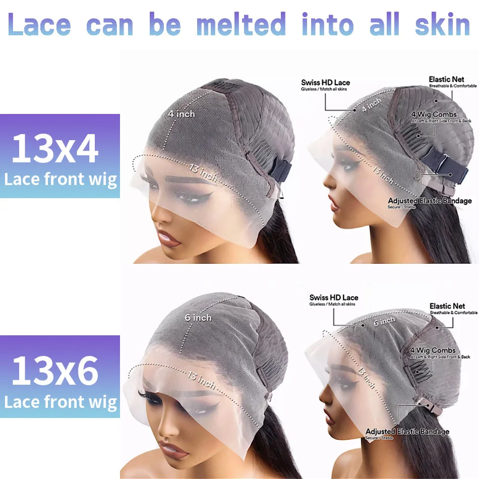 13X6 Chocolate Brown Lace Front Wigs 13X4 Bone Straight Human Hair 30 32 Inch Lace Frontal Colored Wig Brazilian For Women