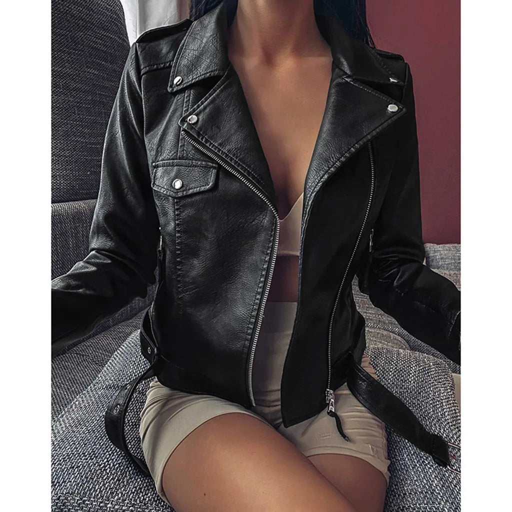 Women's Leather Jacket 2022 Autumn Winter New Short Coat Pu Motorcycle Clothing Slim Winter Leather Jacket