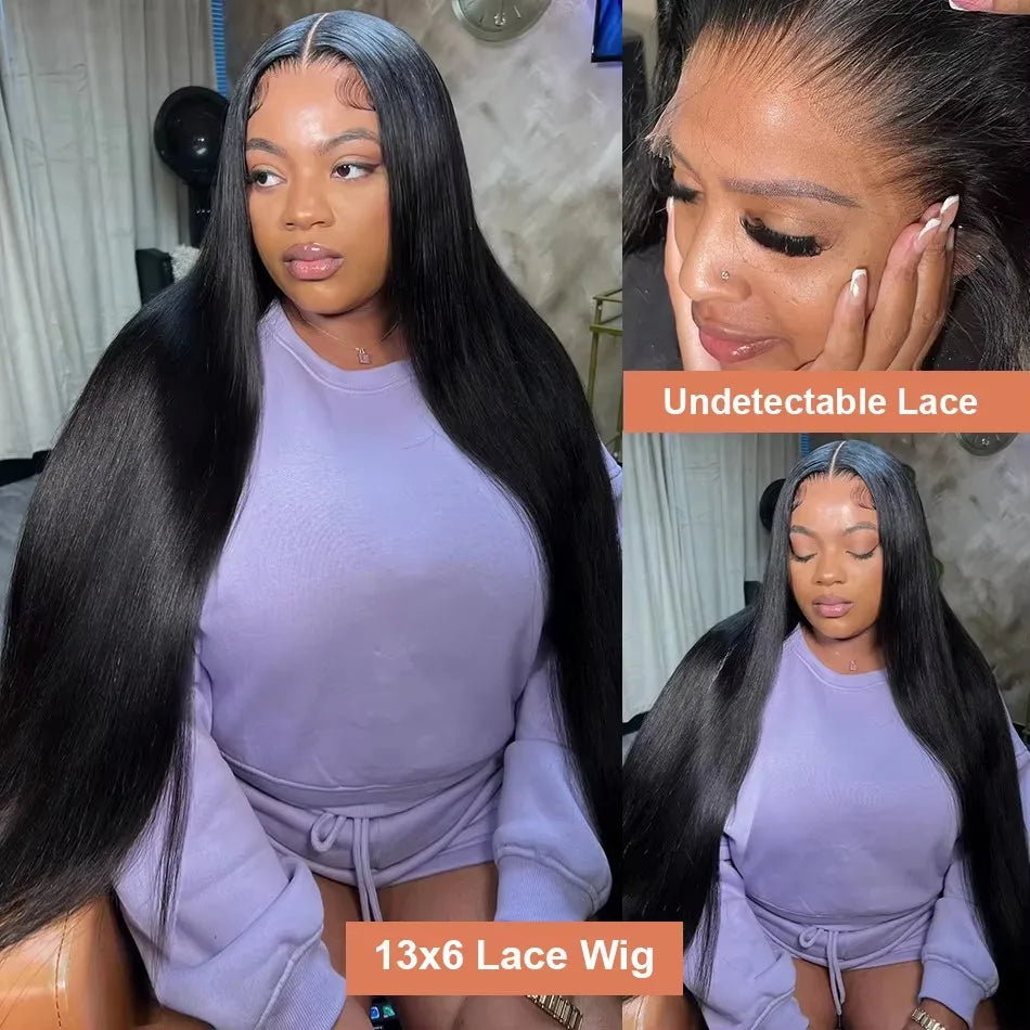 Human Hair Bone Straight 13x6 HD Lace Frontal Wigs Brazilian 30 40 Inch Straight Human Hair Wig Lace Front Wig For Women