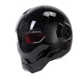 Iron Man Retro Motorcycle Full Helmet Bright Black Personality Cool Flip-up Helm for Men Capacete Moto