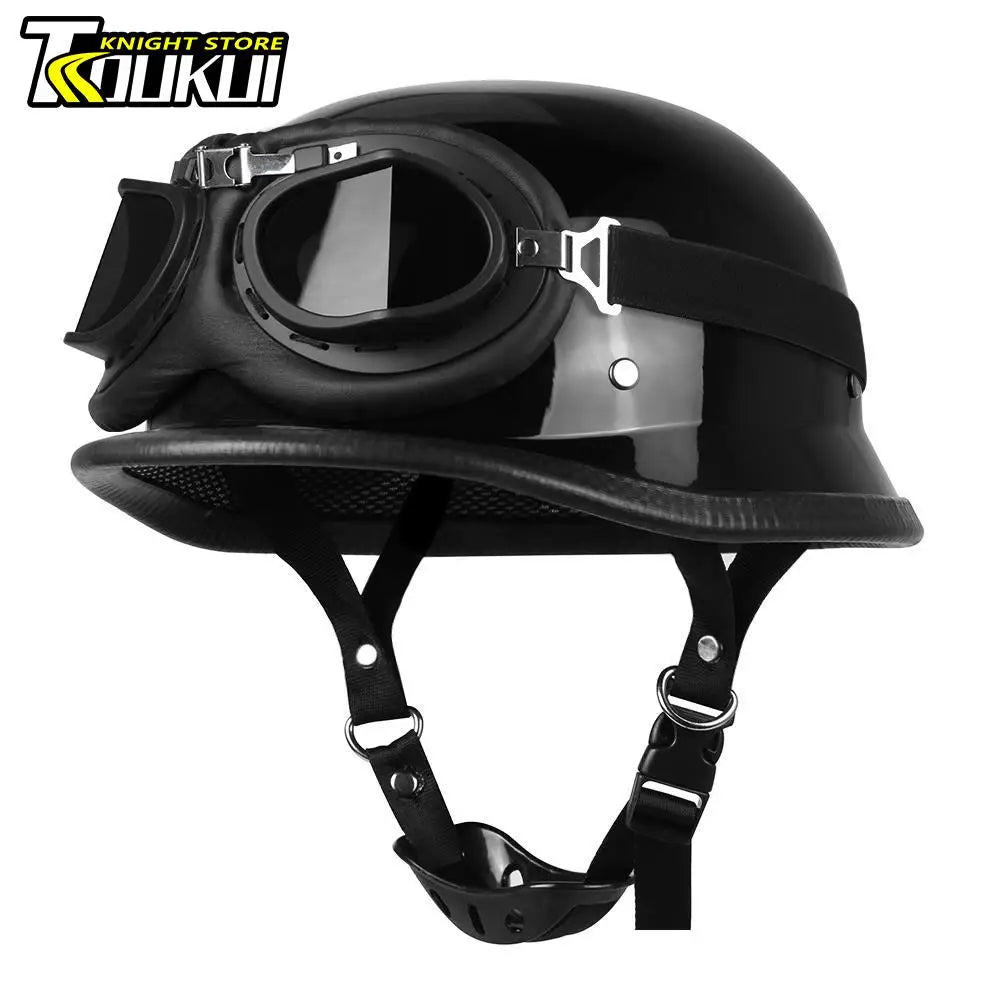 DOT Certification Half Helmet Retro Motorcycle Helmet German Vintage Moto Helmet Fashion Capacete De Moto Men Women Casco Moto