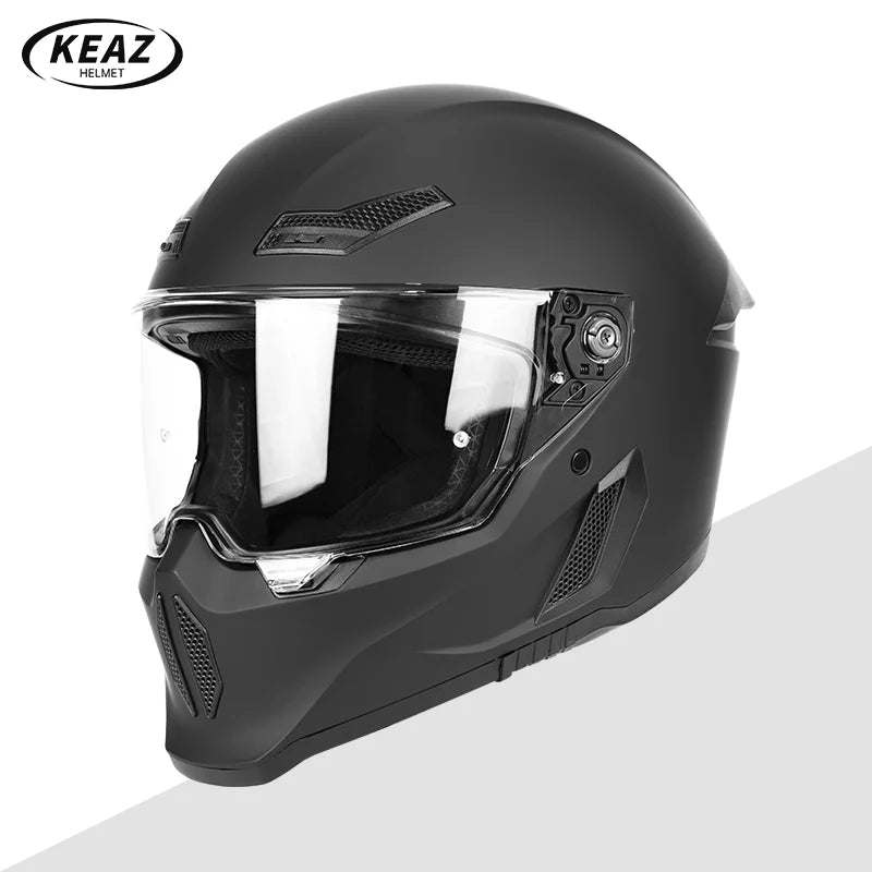 Personalized Retro Black Motorcycle Helmet Men Women Full Helmet for Motorcycles DOT Cover Suitable for All Seasons and Anti-Fog