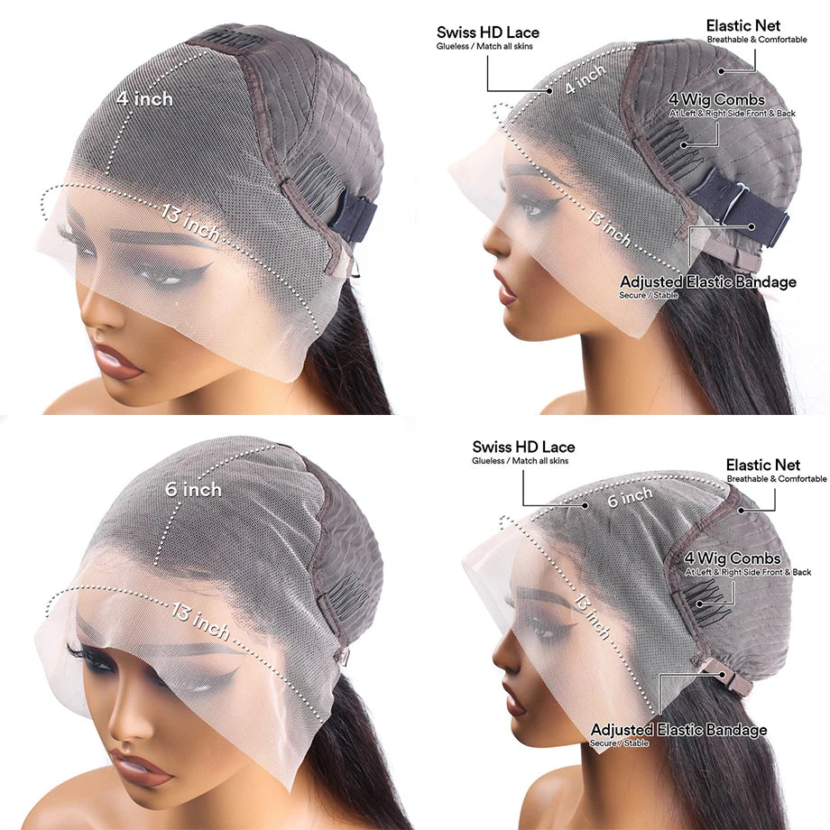 30 Inch Body Wave Transparent 13x6 Lace Frontal Human Hair Wigs 200 Density Brazilian Remy 13x4 Lace Front Wig For Women Wigs