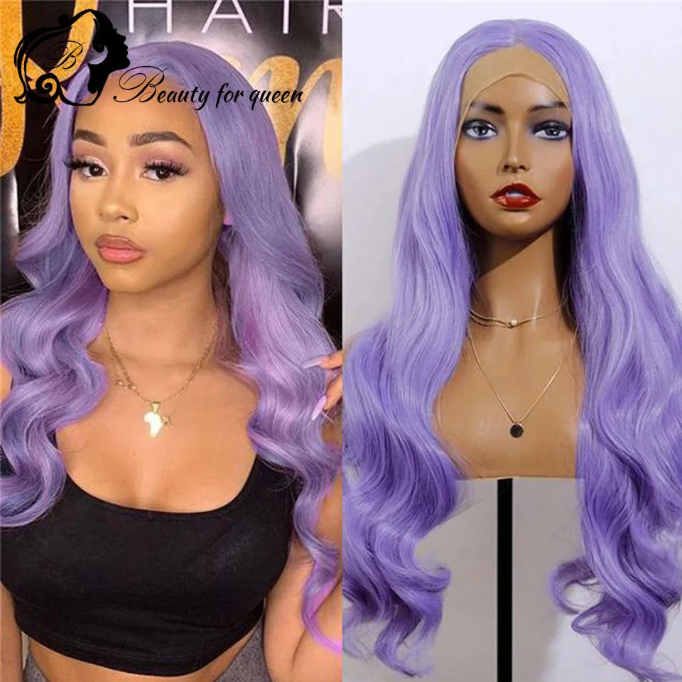 Purple Body Wave HD 13x4 Lace Frontal Wigs For Women Colored Long Straight Glueless Wig Human Hair Ready To Wear 180% Density