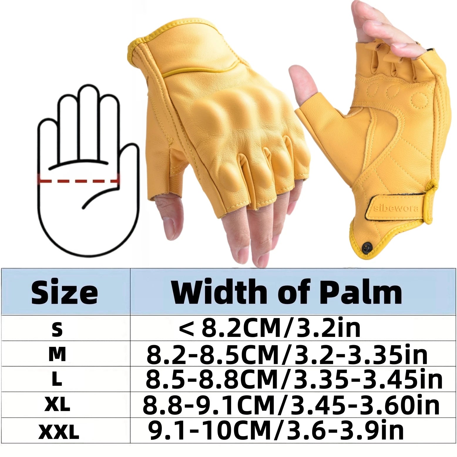 Outdoor Gloves Motorcycle Gloves Leather Motor Riding Gloves Half Finger for Men Fingerless Gloves Yellow
