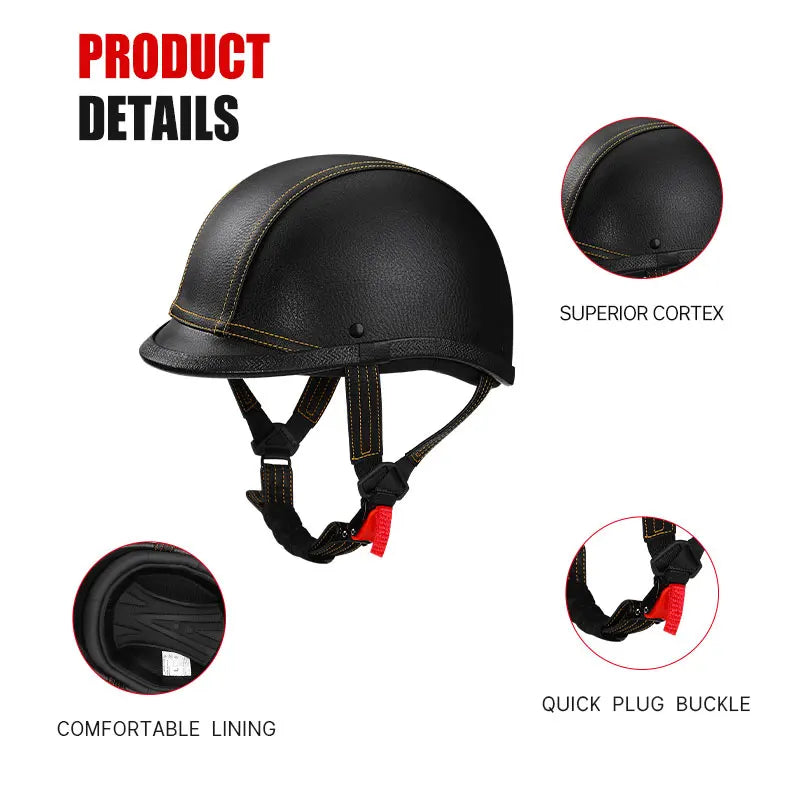 Newest Vintage Grey Motorcycle Helmet Motorcycle Ladle helmet Cruise Vintage Half Helmet German Leather Helmet Pedal Safety DOT