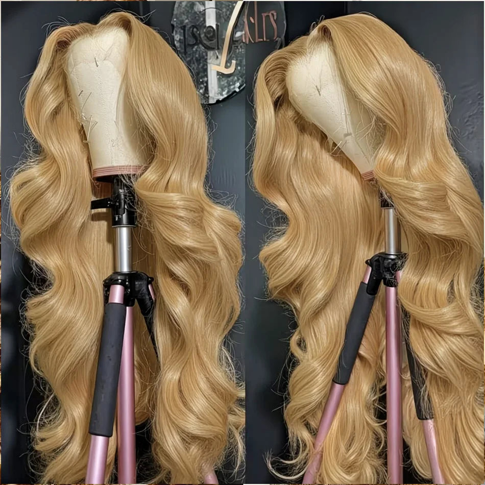 Honey Blonde Body Wave Lace Front Wig Human Hair #27 Colored Human Hair Wig PrePlucked 13x6 HD Lace Frontal Wigs For Black Women