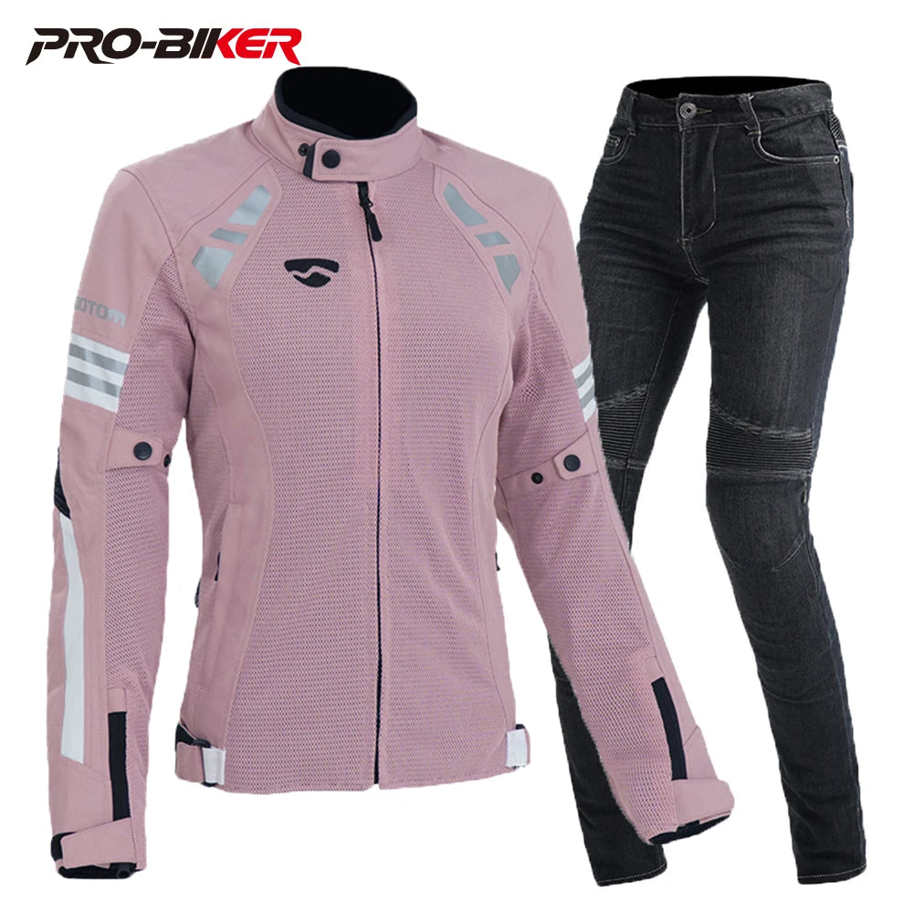 Motorcycle Suit Summer Chaqueta Moto Mujer Fall Prevention Motorcycle Clothes Wear Resistant Chamarra Motociclista Breathable Mo