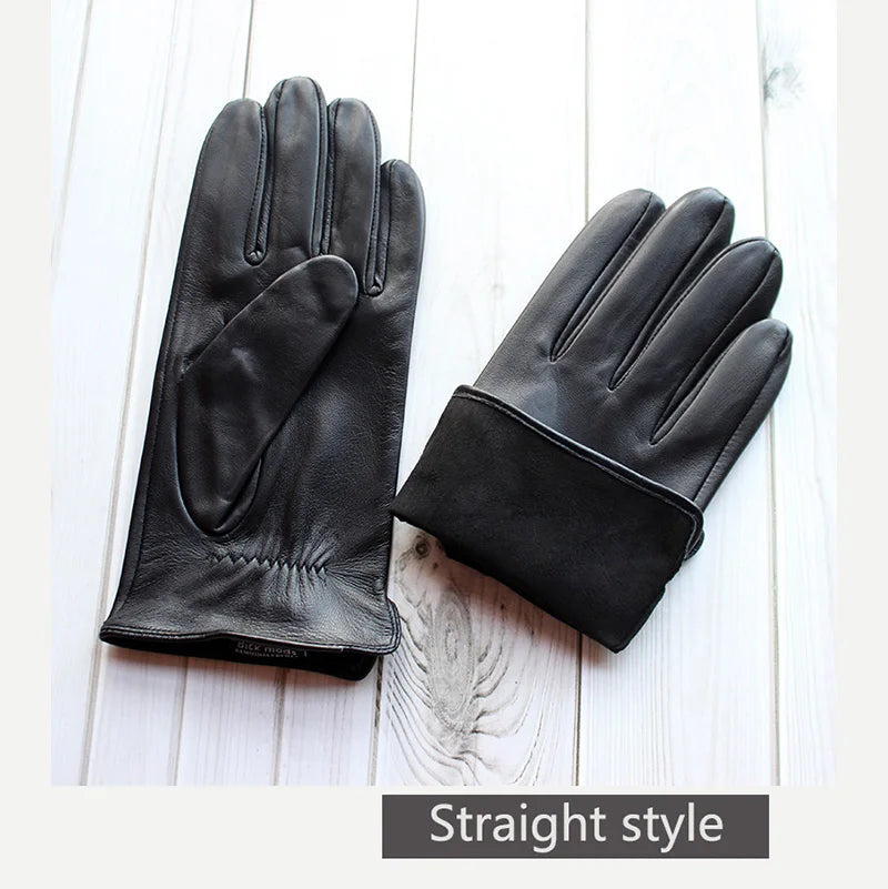 Autumn Thin Sheepskin Leather Gloves Men's Rayon Lining Spring and Summer Outdoor Bicycle Riding Car Driving Fashion Driver Fin