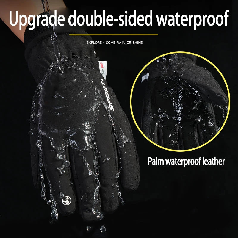 Thermal Winter Cycling Ski Gloves Outdoor Sports Running Motorcycle Touch Screen Fleece Gloves Non-slip Warm Full Fingers Gloves