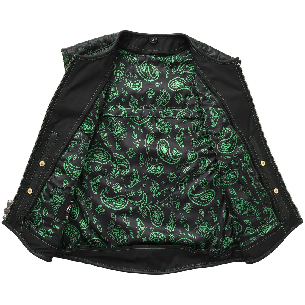 Tactical Emerald Men’s Motorcycle Leather Vest