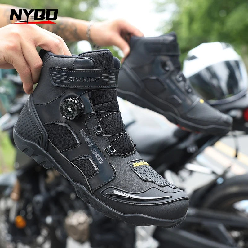 2026 Motorcycle Boots Men Leather Motos Breathable Anti Slip Wear-resistant Riders Boots Motorbike Racing Ankle Length Shoes