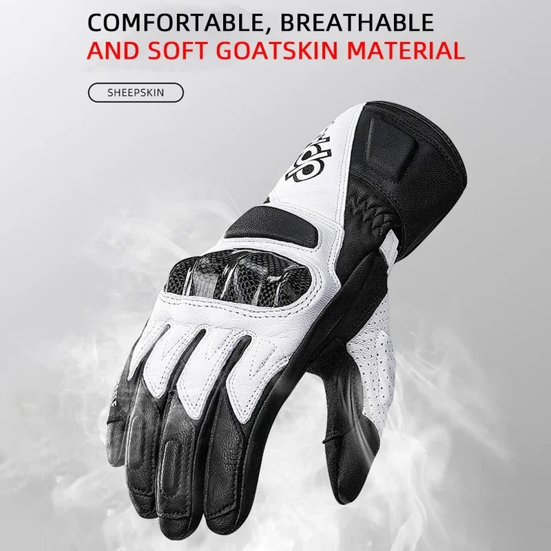 Retro Leather Motorcycle Riding Gloves Touchscreen Offroad Glove Anti-fall & Shock-absorbing Moto Glove Competitive gloves Shell