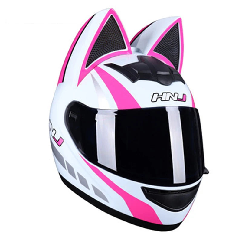 2022 Motorcycle Cat Ear Helmet Capacete Casque Full Face Helmet Women Moto Ear Helmets Personality Motorbike Helmet Motocross