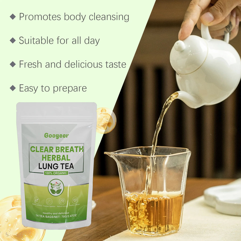 GOOGEER Clear Breath Herbal Lung Tea Herbal Respiratory Supplement for Lung Cleanse Support Better Respiratory Immune Function