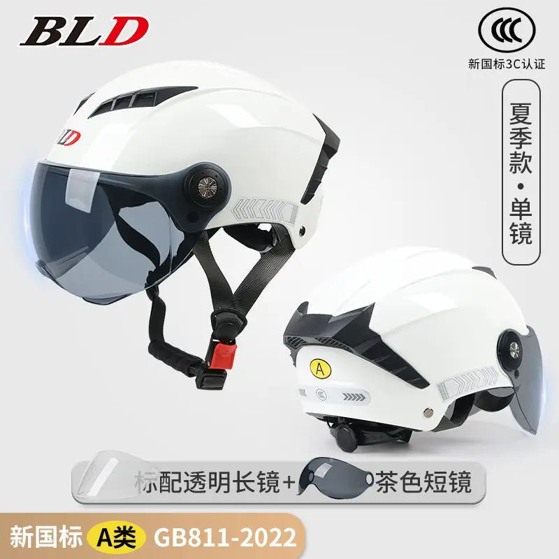 BLD Electric Vehicle Helmet Women's Summer Sunscreen Motorcycle Half Helmet Men's Four Seasons Safety Helmet casco moto